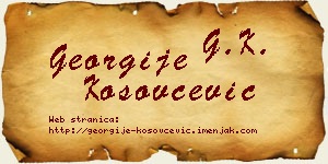 Georgije Kosovčević vizit kartica
